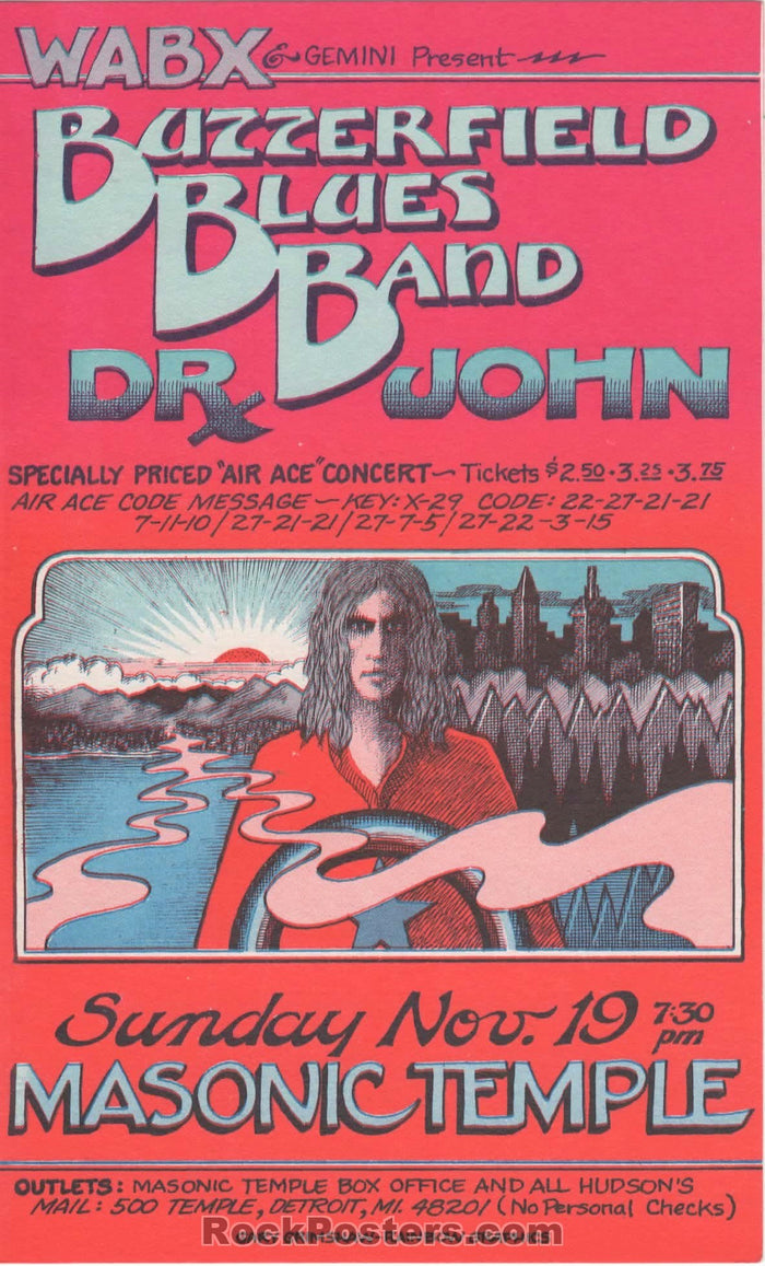 AUCTION - Detroit - Butterfield Dr. John Gary Grimshaw 1972 Handbill - Near Mint - SF Rock Posters & Collectibles