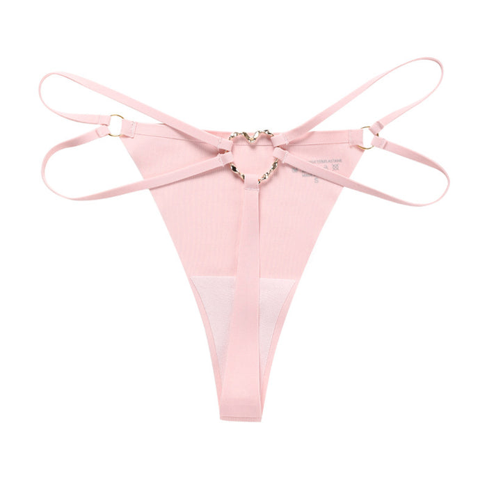 Back Heart Shape Crystal Hollow Out T-back Panties