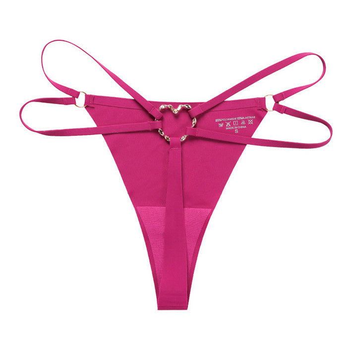 Back Heart Shape Crystal Hollow Out T-back Panties