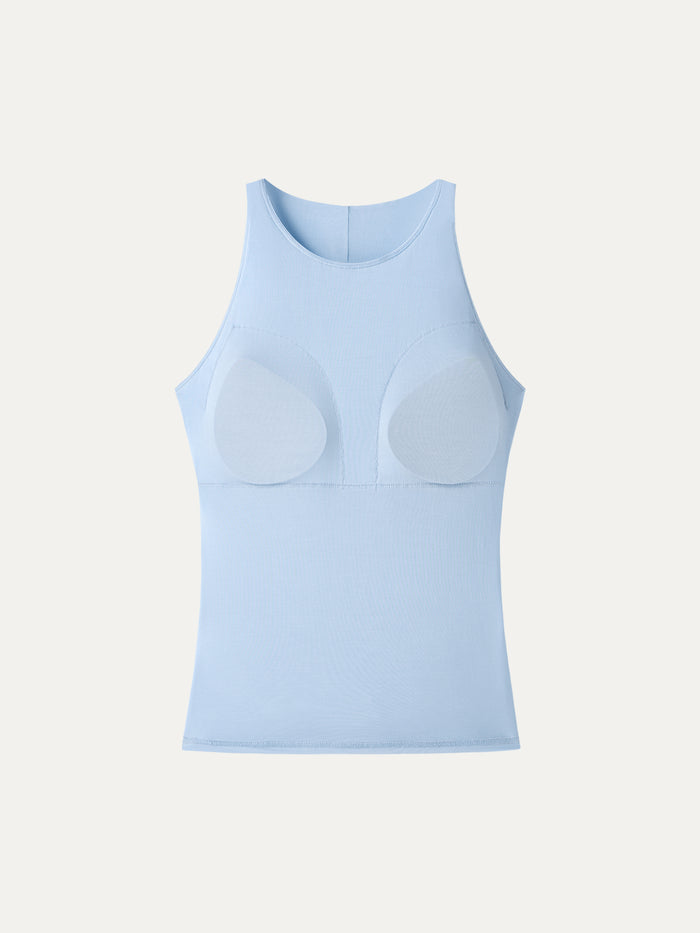 OGLmove Back Smoothing Ruched Sleeveless Bandless Bra Top