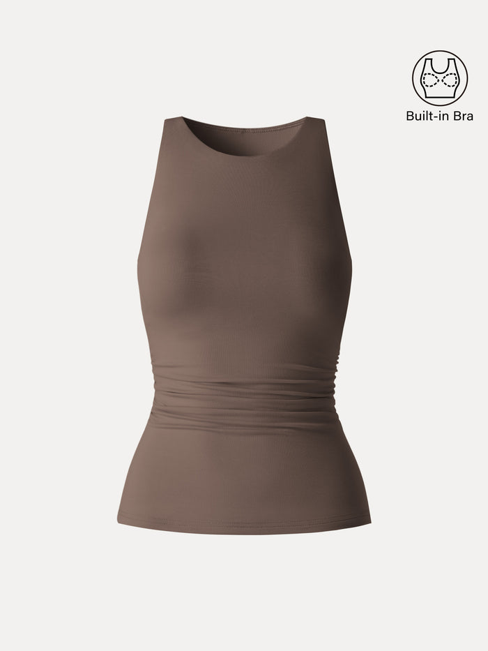 OGLmove Back Smoothing Ruched Sleeveless Bandless Bra Top
