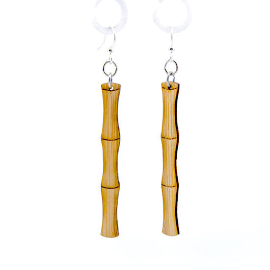 Bamboo shoot earrings with segmented stalk detail, laser-cut and made in USA