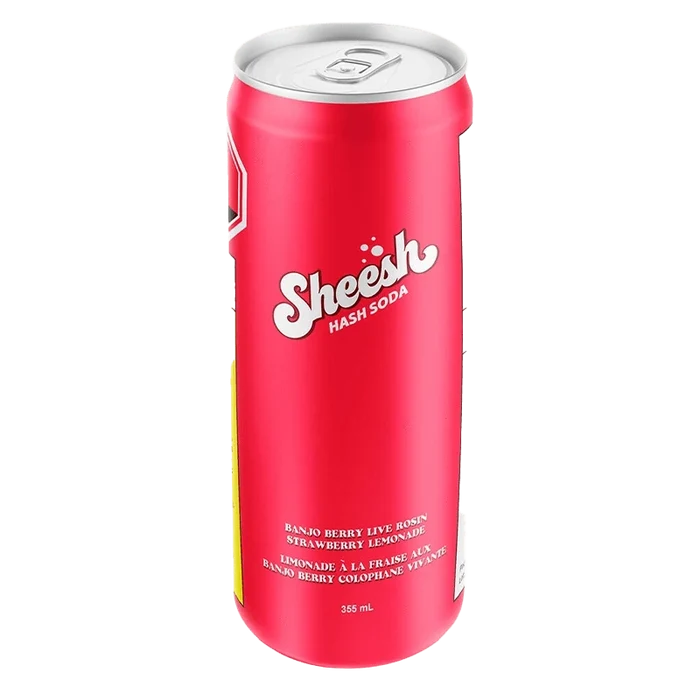 Front view of the Banjo Berry Live Rosin Strawberry Lemonade can with a colorful, dynamic logo design.