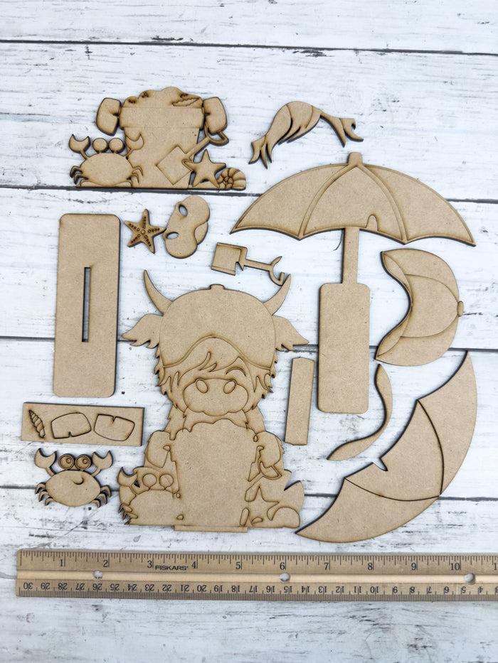 Beach Highland Cow Sitter DIY Kit