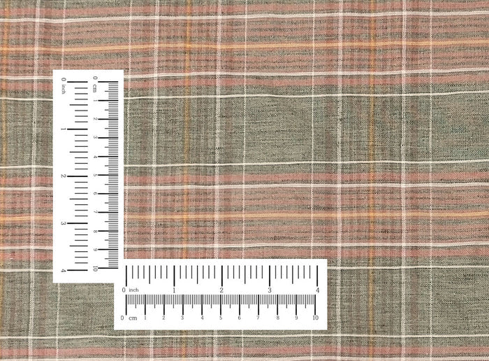 Beige Linen-Cotton Plaid Fabric with Soft Touch and Lightweight Feel 7606