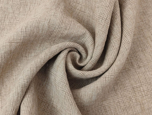 Beige Subtle Glen Plaid Fabric in 100% Linen, Medium-Heavy Weight 7375 - The Linen Lab - Beige