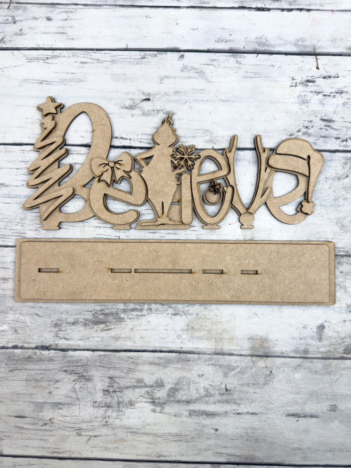 Believe Word Sign Christmas Sitter DIY Kit