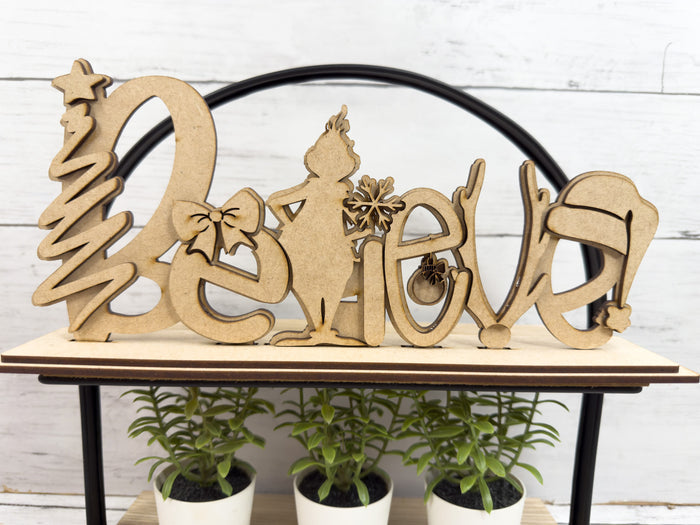 Believe Word Sign Christmas Sitter DIY Kit