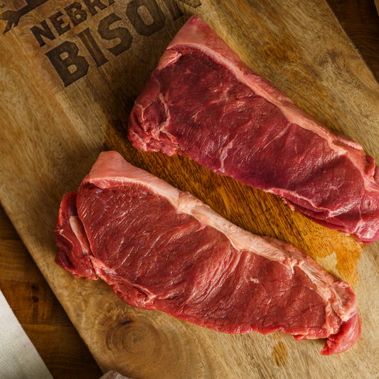 Bison New York Strips | 4 - 10 oz Steaks | Shipping Included | Nebraska Bison