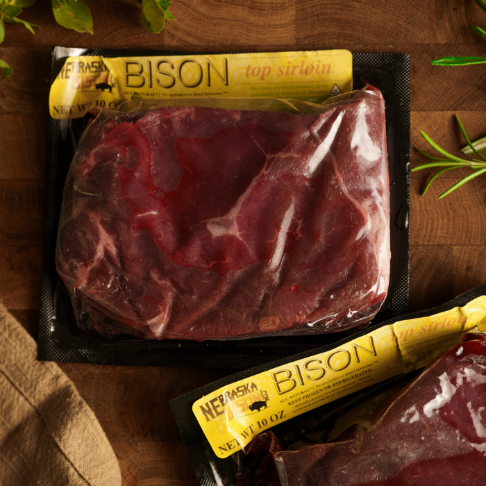 Bison Top Sirloin Steaks | 4 - 10 oz Steaks | Shipping Included | Nebraska Bison