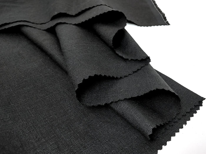 Black 100% Linen Fabric – Light-Medium Weight, Soft Touch 90003