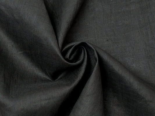 Black 100% Linen Fabric – Lightweight, Pre-Washed, Subtle Stripe Variation