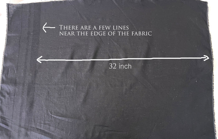 Black 100% Linen Fabric – Lightweight, Pre-Washed, Subtle Stripe Variation