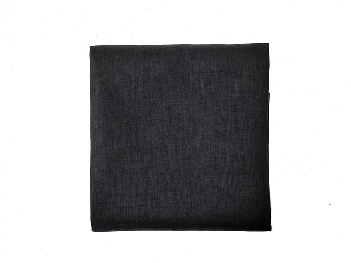 Black 100% Linen Fabric – Lightweight, Pre-Washed, Subtle Stripe Variation