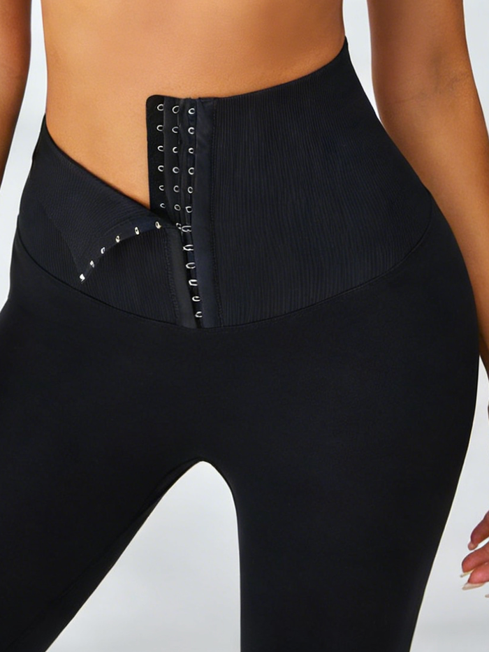 Black Leggings Add Velvet Padded High Waist Corset Leggings