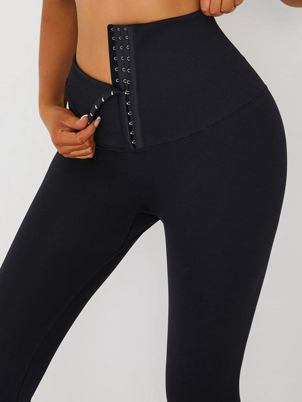Black Leggings Add Velvet Padded High Waist Corset Leggings
