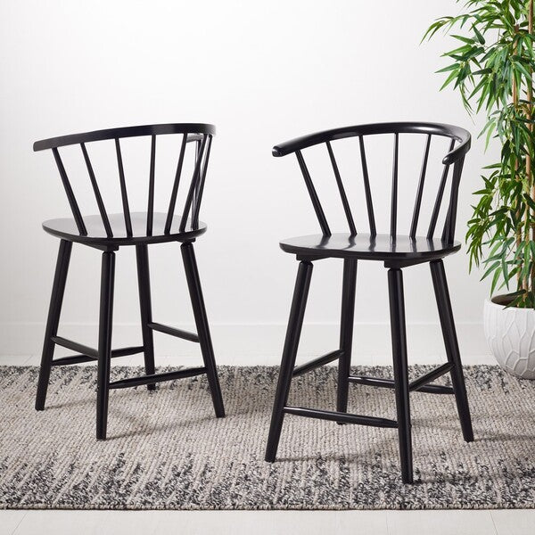 Blanchard Counter Stool in Black with Backrest (Set of 2)