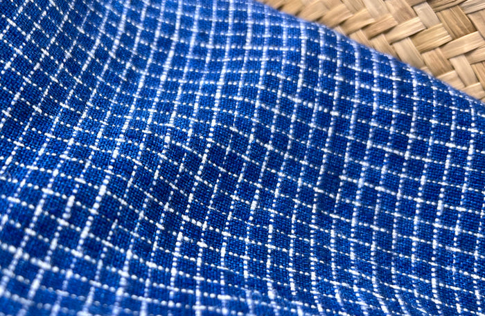 Blue 100% Linen Fabric: Viking Age Hedeby Windowpane Pattern 7958