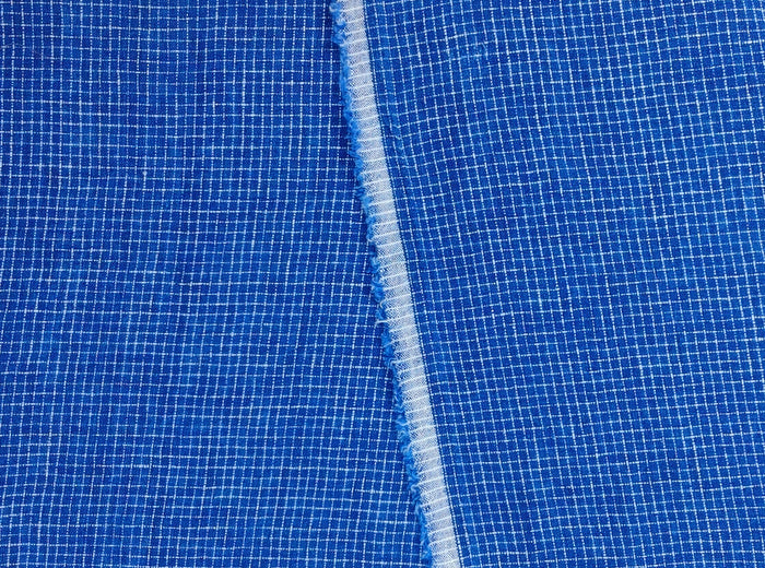 Blue 100% Linen Fabric: Viking Age Hedeby Windowpane Pattern 7958