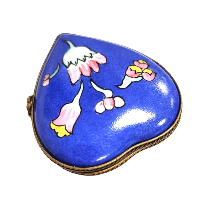 Blue Deco Heart Trinket Box Porcelain Limoges hearts LIMOGES BOXES heart love French Trinket Box