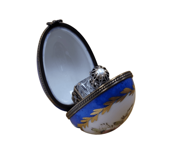 Blue Egg Porcelain Perfume Box Porcelain Limoges perfume egg French Trinket Box