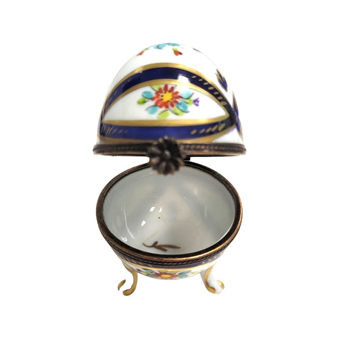 Blue Footed Limoges Trinket Egg Porcelain Limoges egg LIMOGES BOXES French Trinket Box