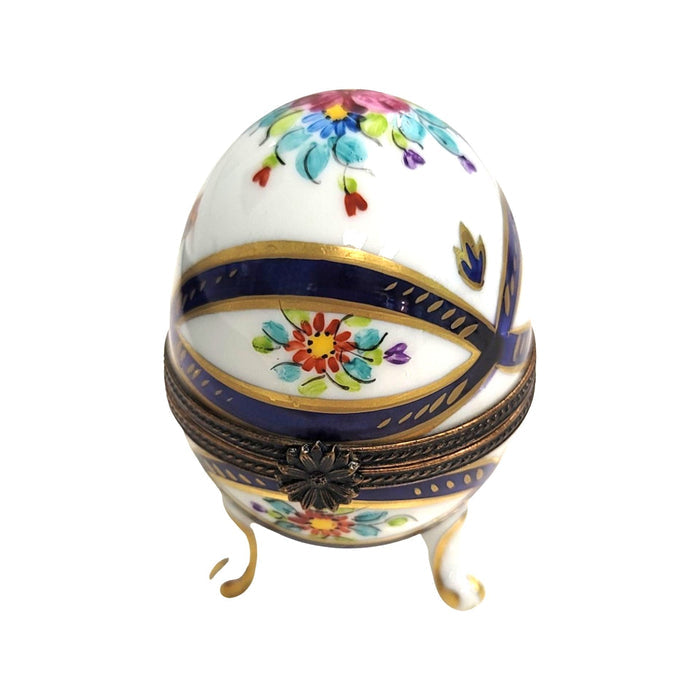 Blue Footed Limoges Trinket Egg Porcelain Limoges egg LIMOGES BOXES French Trinket Box