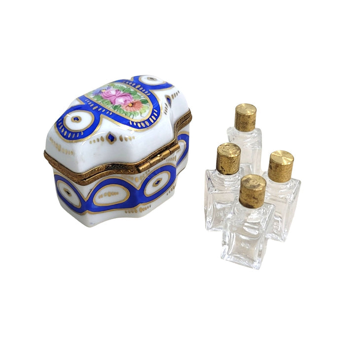 Blue Porcelain Perfume Box Set Porcelain Limoges Perfume French Trinket Box