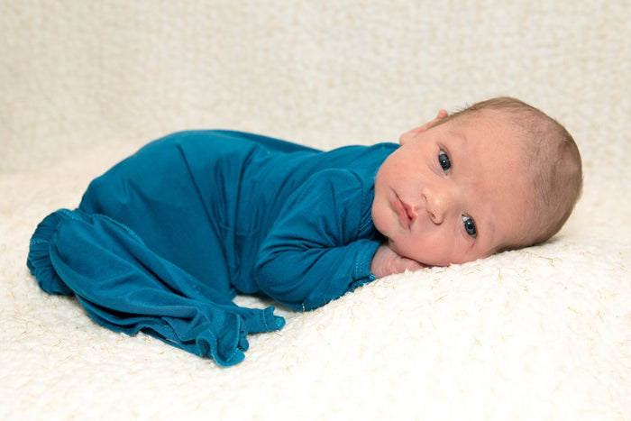 Blue Knotted Baby Gown and Knot Cap - Premium Just for baby from Three Little Tots - Just $26.95! Shop now at Pat's Monograms