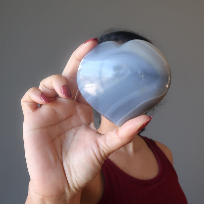 blue lace agate heart