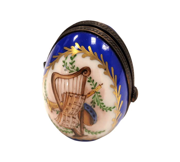 Blue Musical Memories Limoges Box Porcelain Limoges egg French Trinket Box