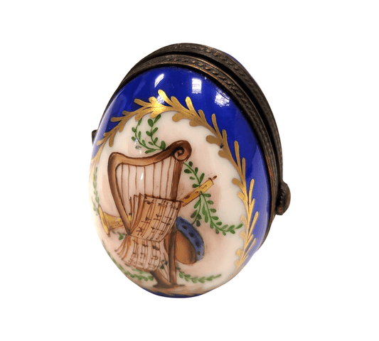 Blue Musical Memories Limoges Box Porcelain Limoges egg French Trinket Box