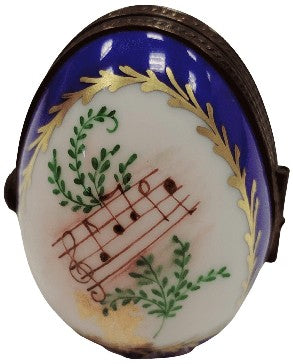 Blue Musical Memories Limoges Box Porcelain Limoges egg French Trinket Box