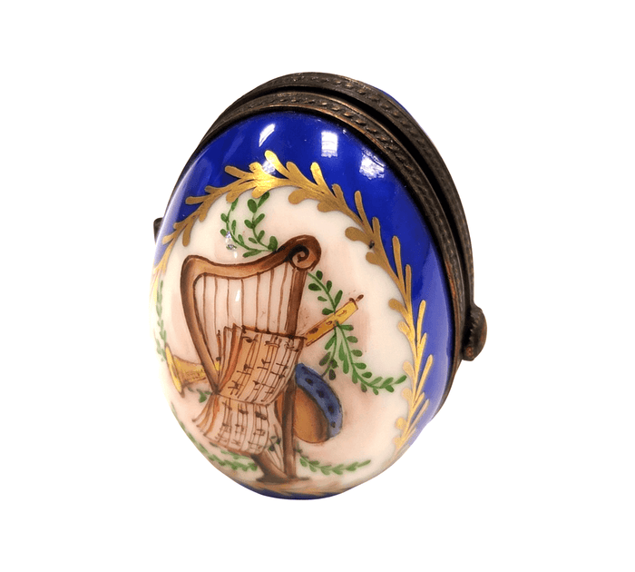 Blue Musical Memories Limoges Box Porcelain Limoges egg French Trinket Box