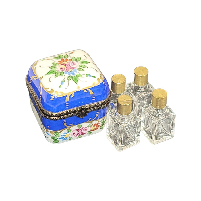 Luxury Blue Perfume Trinket Box Porcelain Limoges Perfume French Trinket Box