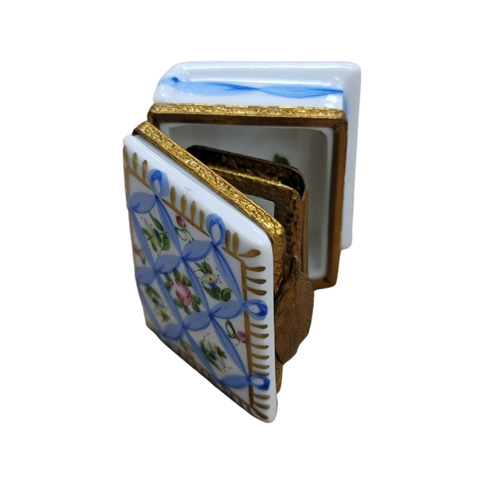 Blue Ribbon Book Keepsake Box Porcelain Limoges book French Trinket Box