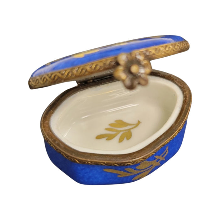 Blue Hand Painted Limoges Box Porcelain Limoges LIMOGES BOXES traditional French Trinket Box