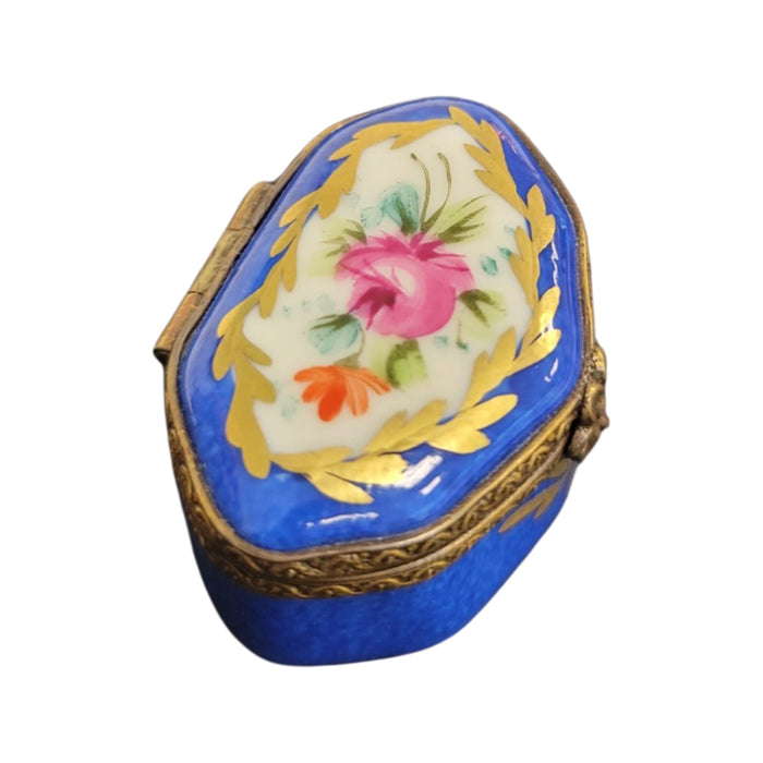 Blue Hand Painted Limoges Box Porcelain Limoges LIMOGES BOXES traditional French Trinket Box
