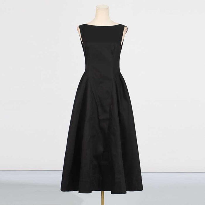 Boat Neck Ruffle Backless Midi Dress