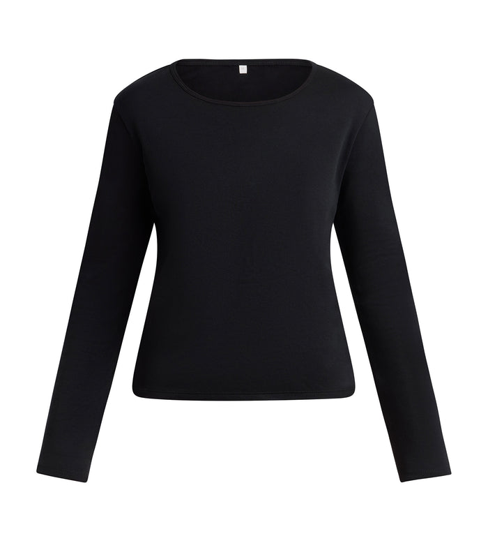 Body manches longues coton gratté noir Thermal