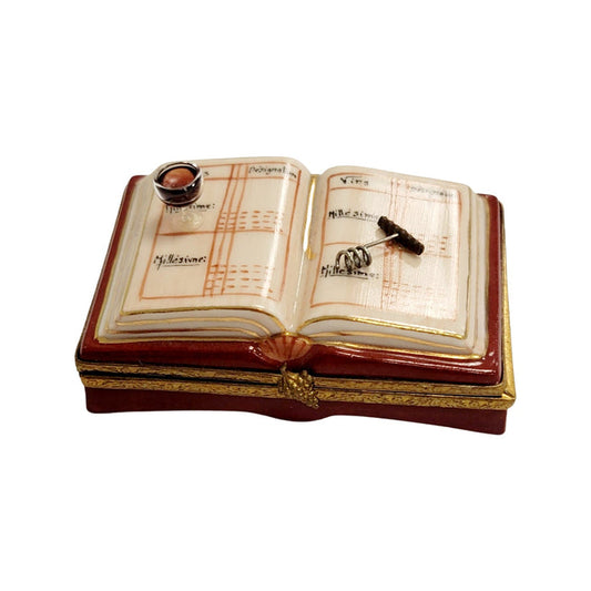 Book of Wine Elegance Porcelain Limoges Wine French Trinket Box