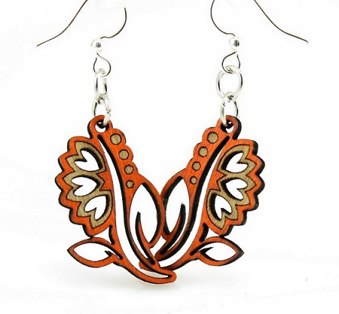 Bouquet blossom earrings — gathered flower bouquet in laser-cut wood, made in USA
