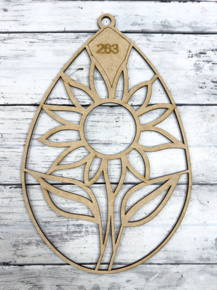 BULK Style 263 Teardrop Sunflower Laser Cut Outline Frame Blank