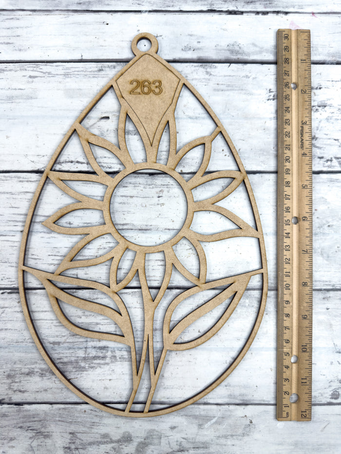 BULK Style 263 Teardrop Sunflower Laser Cut Outline Frame Blank