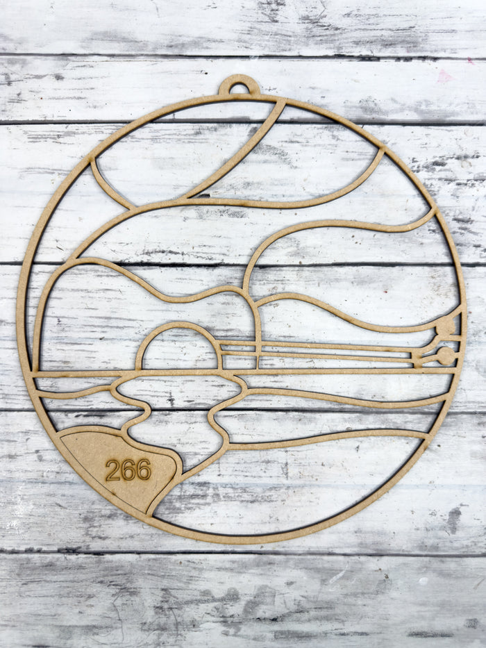 BULK Style 266 Guitar Sun Scene Round Laser Cut Outline Frame Blank
