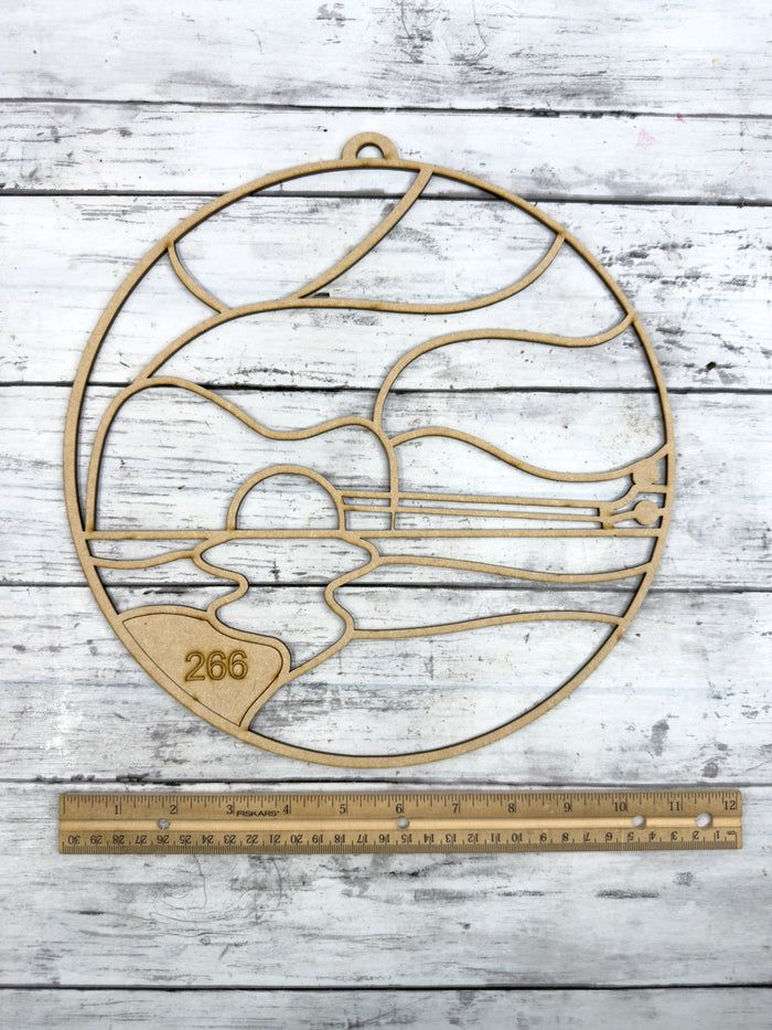 BULK Style 266 Guitar Sun Scene Round Laser Cut Outline Frame Blank