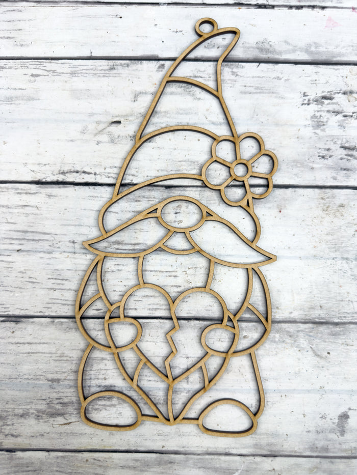 BULK Style 276 Gnome Heart Flower Laser Cut Outline Frame Blank