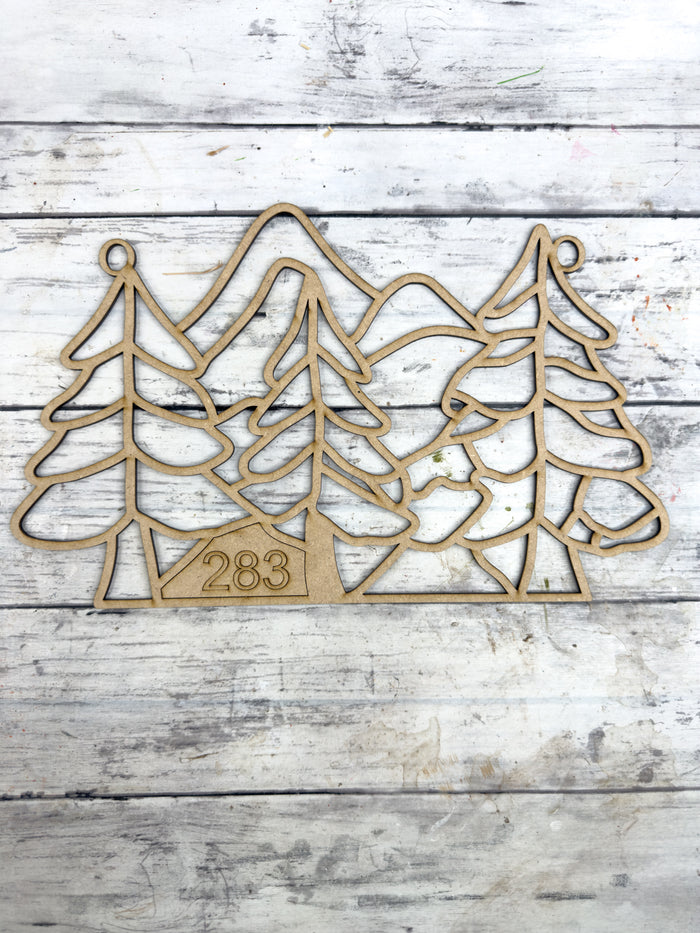 BULK Style 283 Wintery Trees Laser Cut Outline Frame Blank