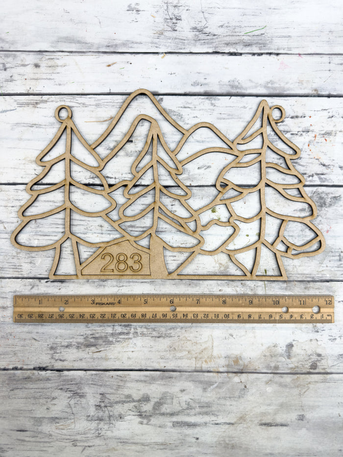 BULK Style 283 Wintery Trees Laser Cut Outline Frame Blank