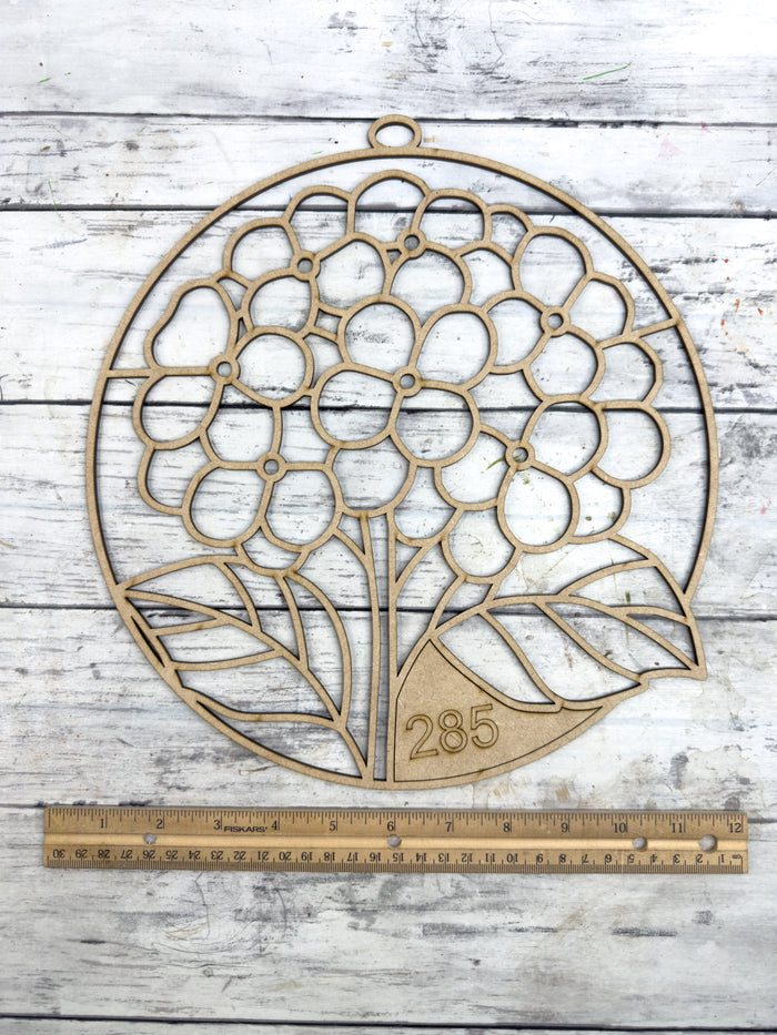 BULK Style 285 Round Hydrangea Laser Cut Outline Frame Blank